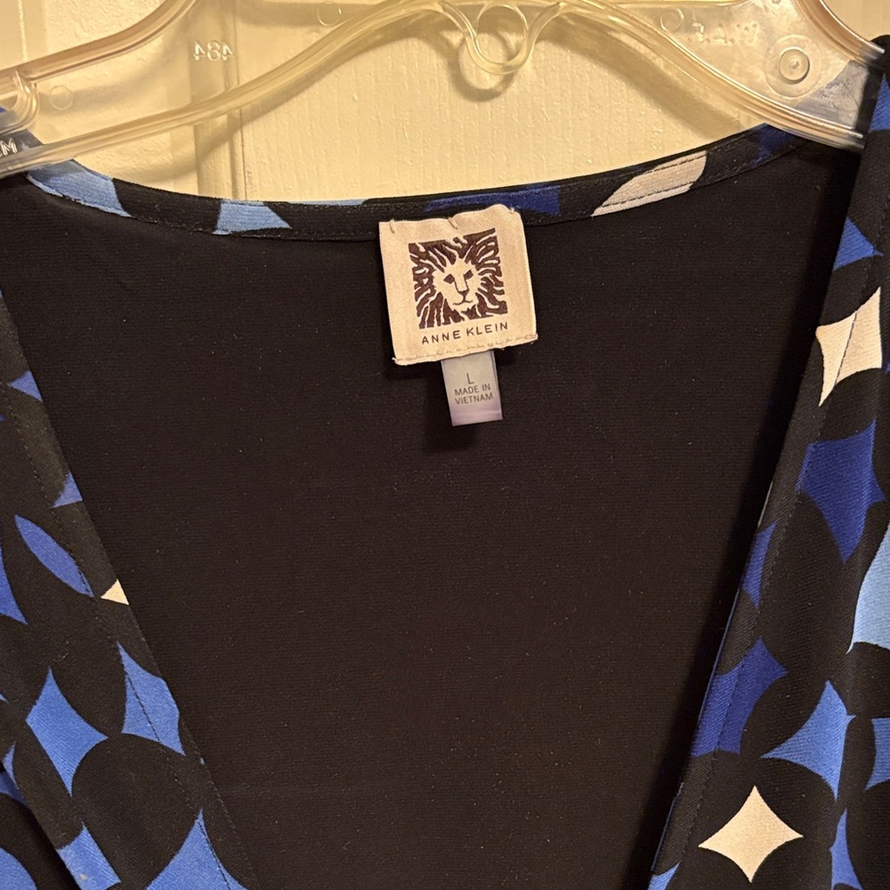 Anne Klein Blue and Black Long Sleeve Dress - Picture 2 of 4